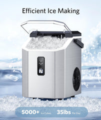 Nugget Ice Makers Countertop, Pebble Ice Makers with Soft Chewable Ice, Ready in 6 Mins, 35lbs/24H, One-Click Operation, Self Cleaning, Portable Ice Maker Machine for Home/Kitchen/RV/Camping