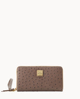 Ostrich Large Zip Around Wristlet