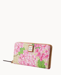 Hydrangea Basketweave Large Zip Around Wristlet