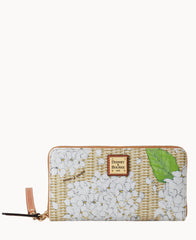 Hydrangea Basketweave Large Zip Around Wristlet
